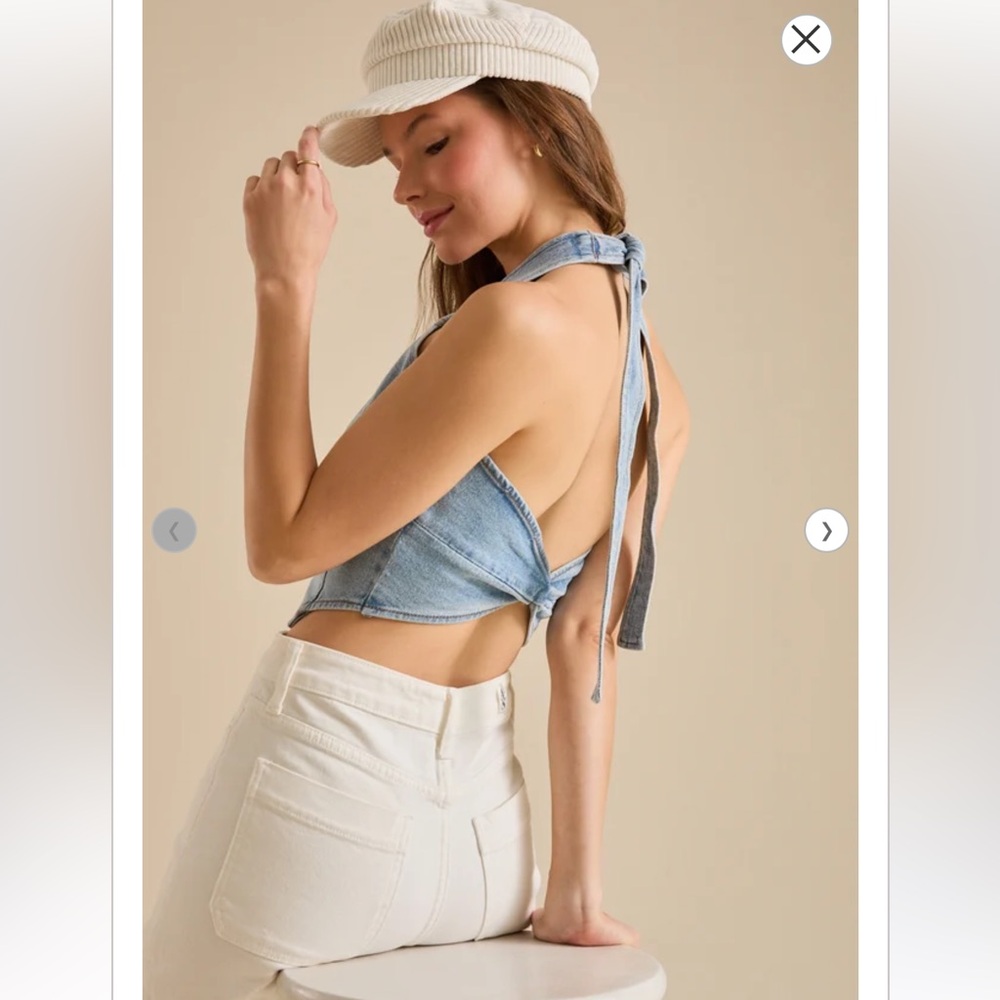 Altar'd State Blue Denim Crop Top